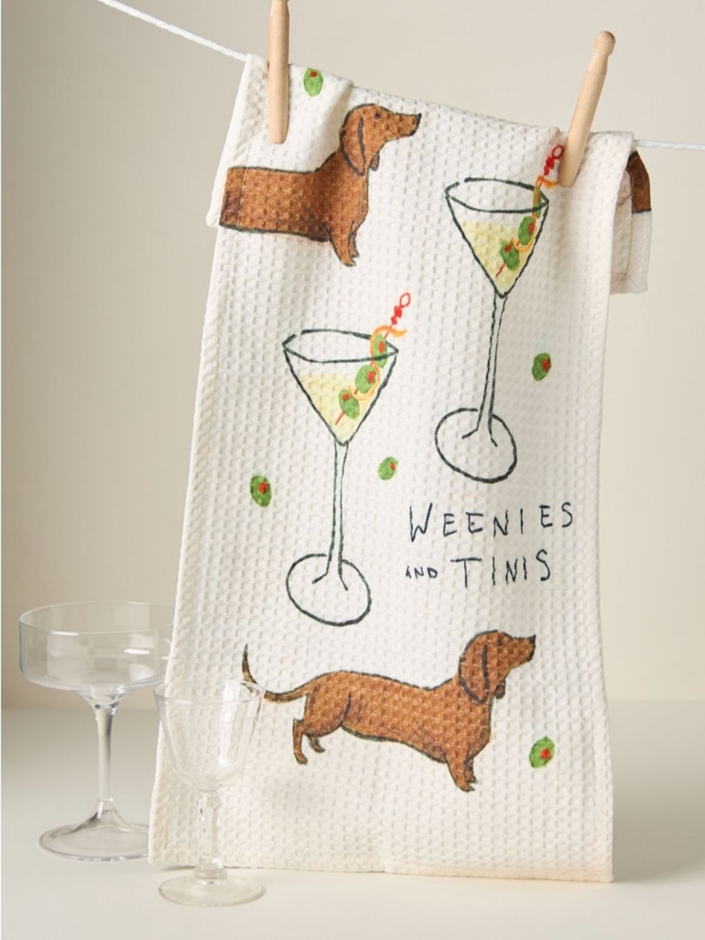 Anthropologie Weenies and Tinis Bar Dish Towel